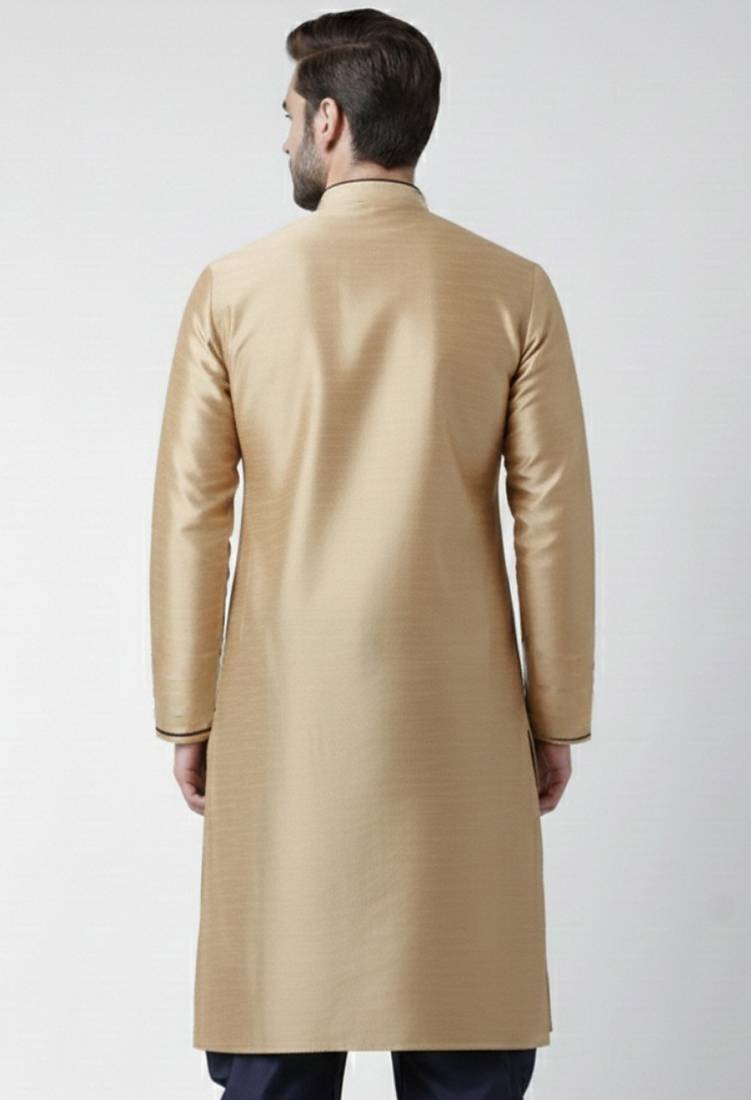 Golden embroidered dupion silk kurta