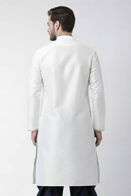 White embroidered dupion silk kurta 2