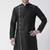 Black embroidered dupion silk kurta