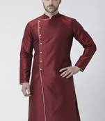 Maroon embroidered dupion silk kurta