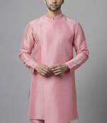Pink embroidered dupion silk kurta