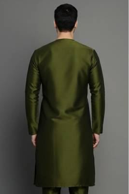 Mehandi embroidered dupion silk kurta 2