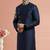 Navy embroidered dupion silk kurta
