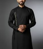 Black embroidered cotton kurta