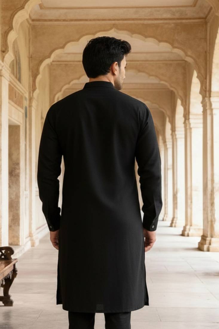 Black cotton kurta