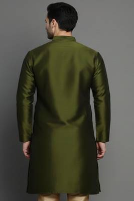 Mehandi embroidered dupion silk kurta 2