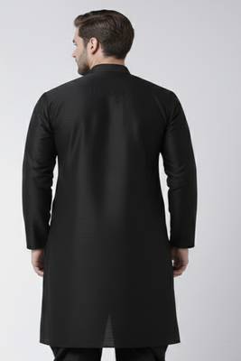 Black embroidered dupion silk kurta 2