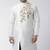 White embroidered dupion silk kurta