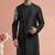 Black embroidered dupion silk kurta