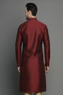 Maroon embroidered dupion silk kurta 2