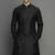 Black embroidered dupion silk kurta