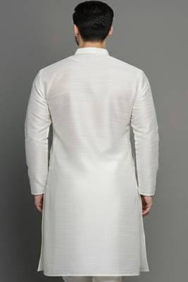 White embroidered dupion silk kurta 2