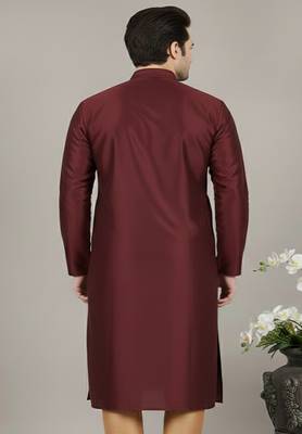 Maroon embroidered dupion silk kurta 2