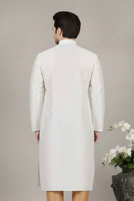 White embroidered dupion silk kurta 1
