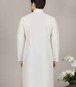 White embroidered dupion silk kurta