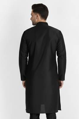 Black embroidered dupion silk kurta 2