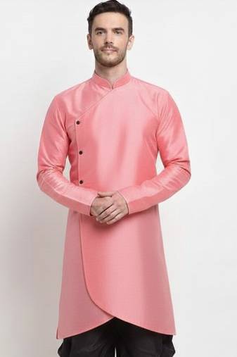 Peach dupion silk kurta