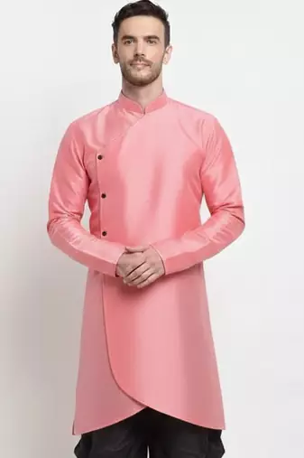 Peach dupion silk kurta