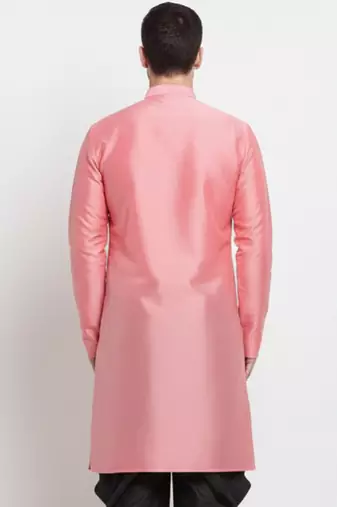 Peach dupion silk kurta