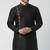 Black embroidered dupion silk kurta