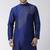 Royal blue embroidered dupion silk kurta