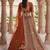 Great Orange Embroidered Silk Bridal Lehenga Choli With Double Dupatta