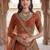 Great Orange Embroidered Silk Bridal Lehenga Choli With Double Dupatta