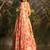 pink floral organza umbrella lehenga with corset blouse & dupatta