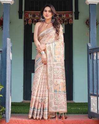 Beige Color Handloom Cotton Saree 1