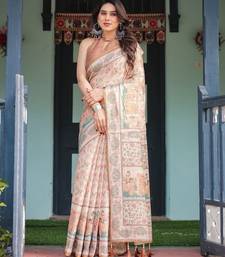 Beige Color Handloom Cotton Saree