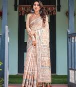 Beige Color Handloom Cotton Saree