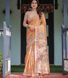 Orange Color Handloom Cotton Saree