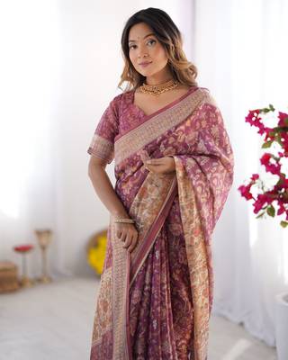 Wine Orange Color Handloom Cotton Saree 1