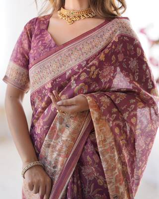 Wine Orange Color Handloom Cotton Saree 2