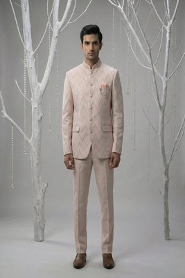Pink thread and sequins embroidered bandhgala 2