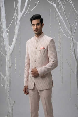 Pink thread and sequins embroidered bandhgala 3