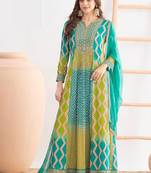 Multi color chinon silk digital print anarkali suit