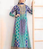 Multi color chinon silk digital print anarkali suit