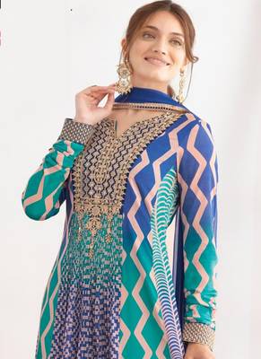 Multi color chinon silk digital print anarkali suit 3