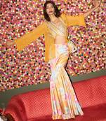 Yellow embroidered organza gharara set