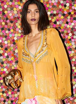 Yellow embroidered organza gharara set 3