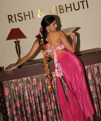 Pink embroidered crepe co ord set 2