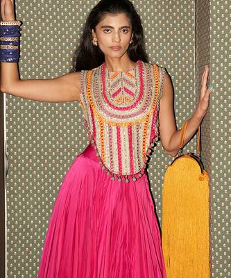 Multicolor embroidered crepe co ord set 3