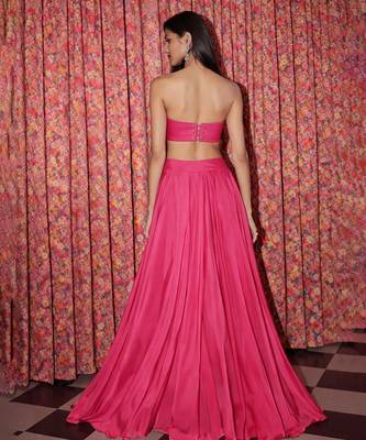 Pink embroidered crepe co ord set 2