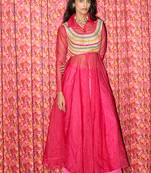 Pink embroidered crepe co ord set