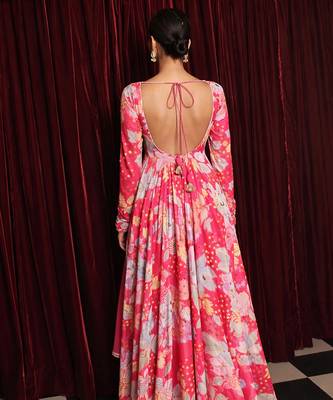 Pink embroidered organza anarkali 3