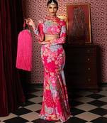Pink embroidered organza co ord set