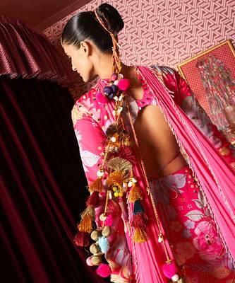 Pink embroidered organza co ord set 4
