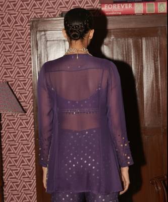 Purple embroidered organza gharara set 2