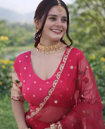 pink dola silk lehenga set with meena weaving & sequins